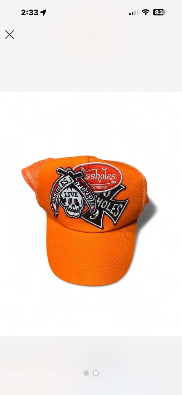 Assholes Live Forever Skull Iron Cross Patch Trucker Hat